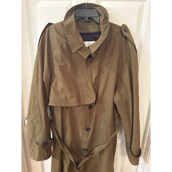Vintage Henry Grethel Olive Green Trench Coat Size 46 - Picture 2 of 11